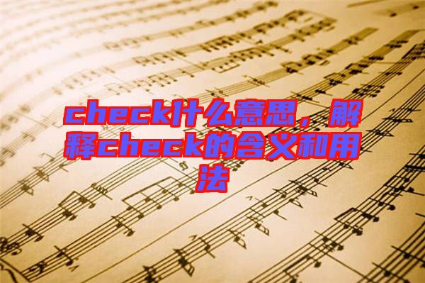 check什么意思，解釋check的含義和用法