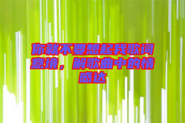 你就不要想起我歌詞意境，解歌曲中的情感達(dá)