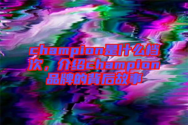 champion是什么檔次，介紹champion品牌的背后故事