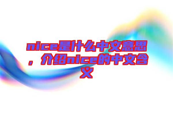 nice是什么中文意思，介紹nice的中文含義