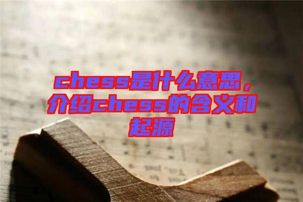 chess是什么意思，介紹chess的含義和起源