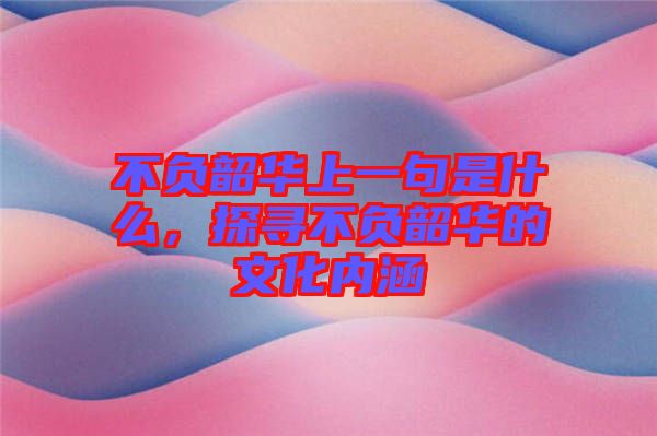 不負(fù)韶華上一句是什么，探尋不負(fù)韶華的文化內(nèi)涵