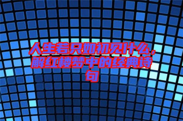 人生若只如初見什么，解紅樓夢中的經(jīng)典詩句