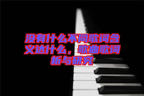 沒有什么不同歌詞含義達什么，歌曲歌詞析與研究