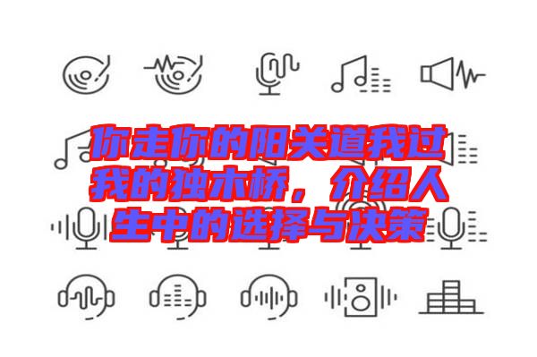 你走你的陽關道我過我的獨木橋，介紹人生中的選擇與決策