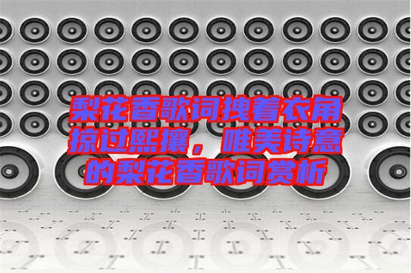 梨花香歌詞拽著衣角掠過熙攘，唯美詩意的梨花香歌詞賞析
