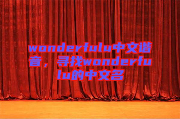 wonderfulu中文諧音，尋找wonderfulu的中文名