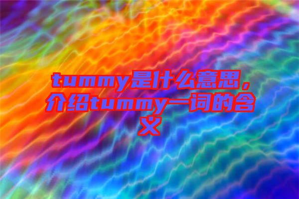 tummy是什么意思，介紹tummy一詞的含義