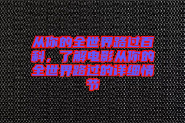 從你的全世界路過百科，了解電影從你的全世界路過的詳細情節(jié)