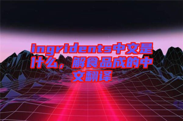 ingridents中文是什么，解食品成的中文翻譯