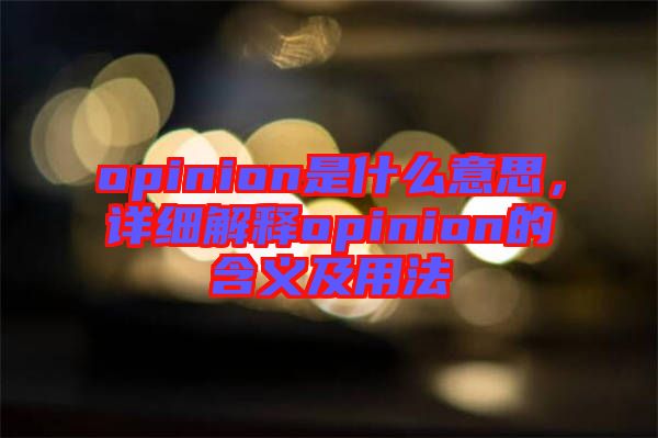 opinion是什么意思，詳細(xì)解釋opinion的含義及用法