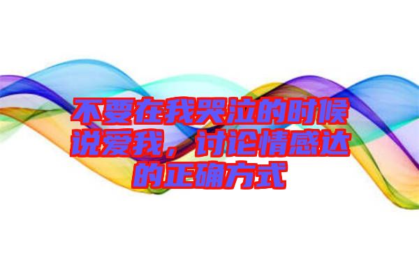 不要在我哭泣的時候說愛我，討論情感達的正確方式