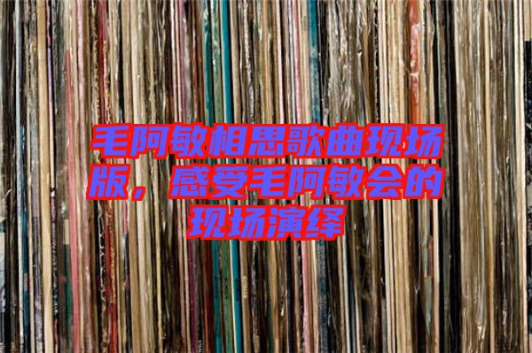 毛阿敏相思歌曲現(xiàn)場版，感受毛阿敏會(huì)的現(xiàn)場演繹