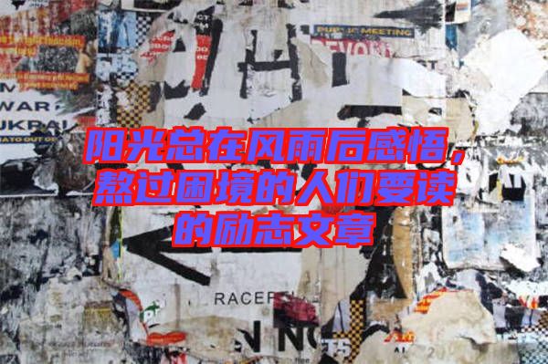 陽光總在風(fēng)雨后感悟，熬過困境的人們要讀的勵志文章