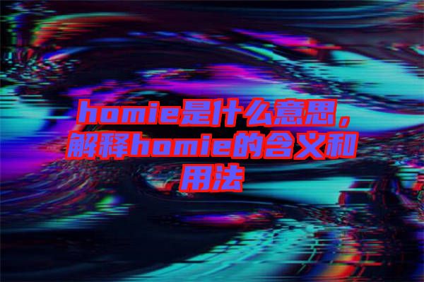 homie是什么意思，解釋homie的含義和用法