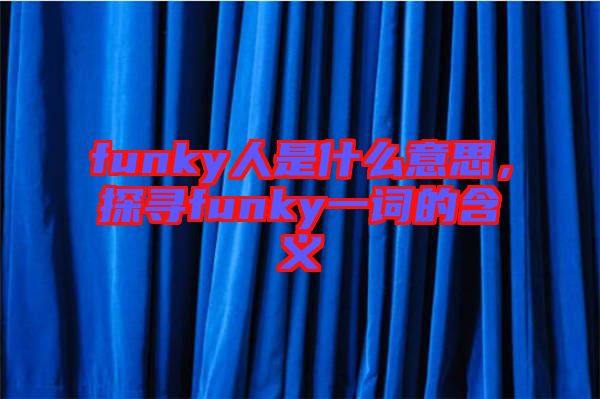 funky人是什么意思，探尋funky一詞的含義