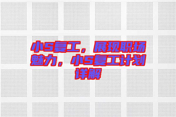 小S復(fù)工，展現(xiàn)職場(chǎng)魅力，小S復(fù)工計(jì)劃詳解