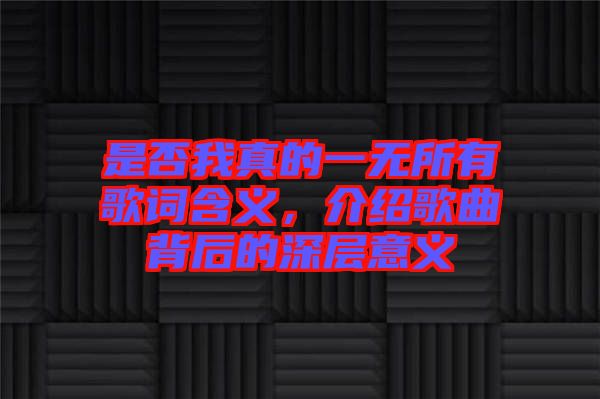 是否我真的一無所有歌詞含義，介紹歌曲背后的深層意義