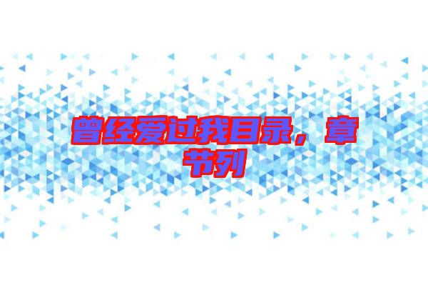 曾經(jīng)愛過我目錄，章節(jié)列