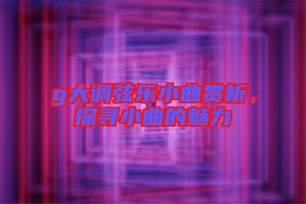 g大調弦樂小曲賞析，探尋小曲的魅力