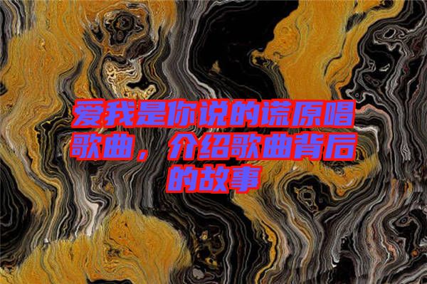 愛我是你說的謊原唱歌曲，介紹歌曲背后的故事