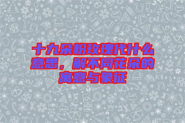 十九朵粉玫瑰代什么意思，解不同花朵的寓意與象征