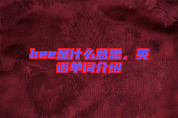 bee是什么意思，英語單詞介紹