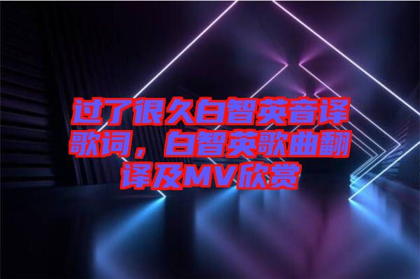 過(guò)了很久白智英音譯歌詞，白智英歌曲翻譯及MV欣賞