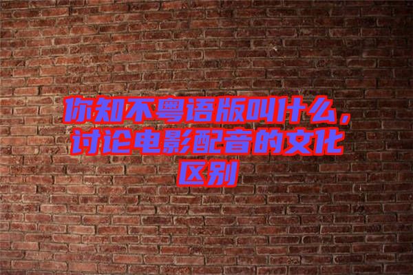 你知不粵語版叫什么，討論電影配音的文化區(qū)別