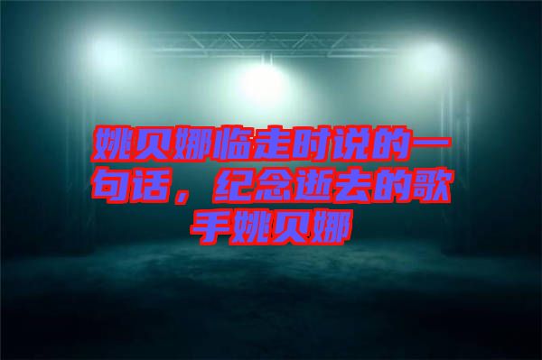 姚貝娜臨走時(shí)說的一句話，紀(jì)念逝去的歌手姚貝娜