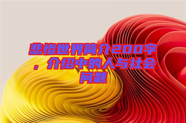 悲慘世界簡介200字，介紹中的人與社會問題
