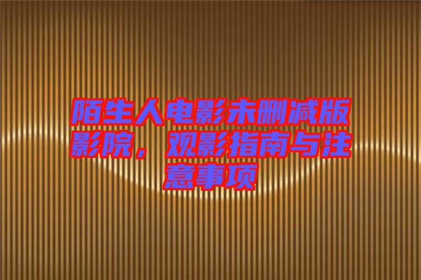 陌生人電影未刪減版影院，觀影指南與注意事項