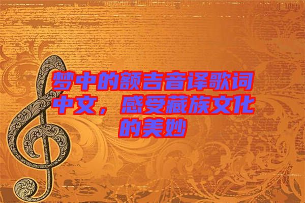 夢(mèng)中的額吉音譯歌詞中文，感受藏族文化的美妙