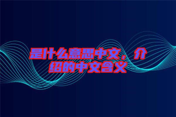 是什么意思中文，介紹的中文含義