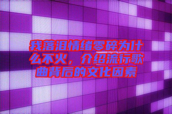 我落淚情緒零碎為什么不火，介紹流行歌曲背后的文化因素