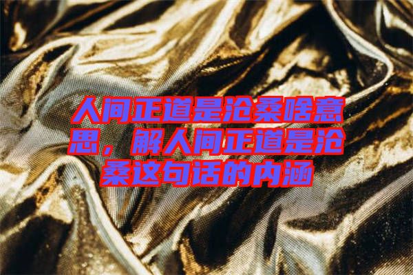 人間正道是滄桑啥意思，解人間正道是滄桑這句話的內(nèi)涵