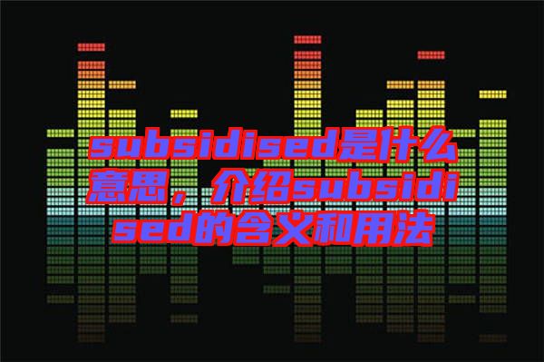 subsidised是什么意思，介紹subsidised的含義和用法