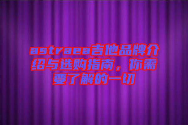 astraea吉他品牌介紹與選購指南，你需要了解的一切