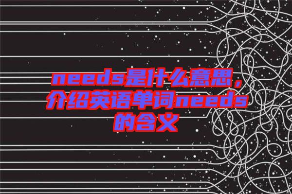 needs是什么意思，介紹英語(yǔ)單詞needs的含義