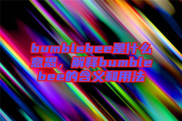 bumblebee是什么意思，解釋bumblebee的含義和用法