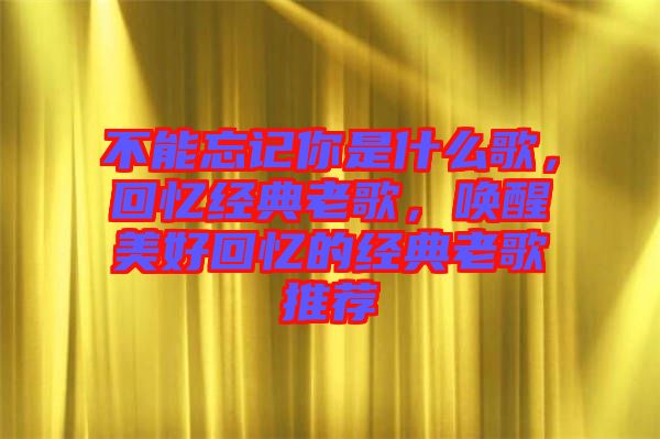 不能忘記你是什么歌，回憶經(jīng)典老歌，喚醒美好回憶的經(jīng)典老歌推薦