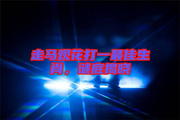 走馬觀花打一最佳生肖，謎底揭曉