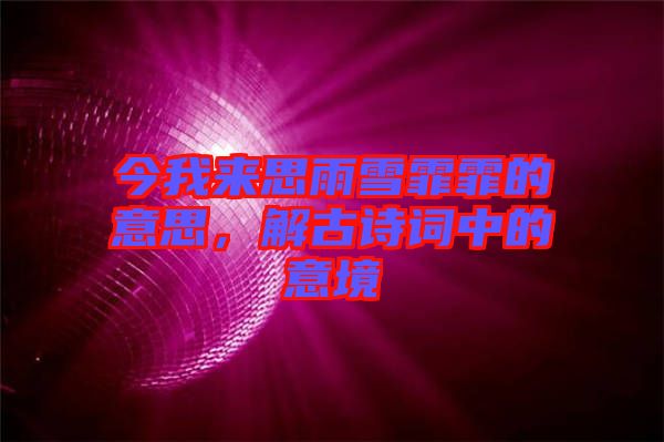今我來(lái)思雨雪霏霏的意思，解古詩(shī)詞中的意境