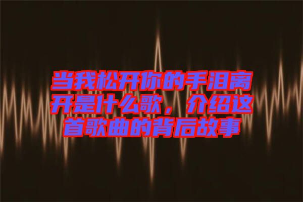 當(dāng)我松開你的手淚離開是什么歌，介紹這首歌曲的背后故事