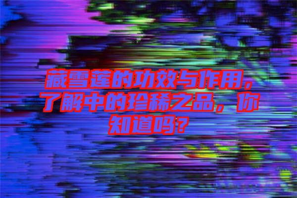 藏雪蓮的功效與作用，了解中的珍稀之品，你知道嗎？