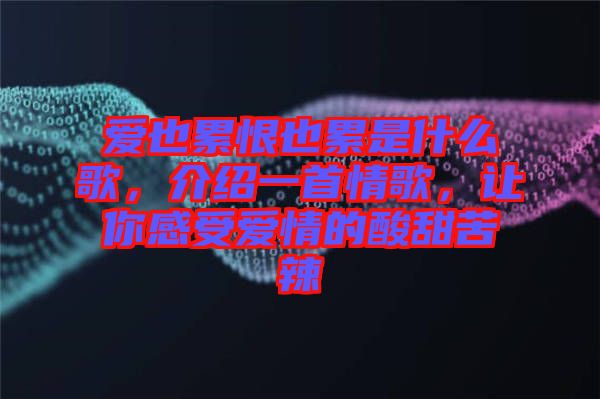 愛也累恨也累是什么歌，介紹一首情歌，讓你感受愛情的酸甜苦辣