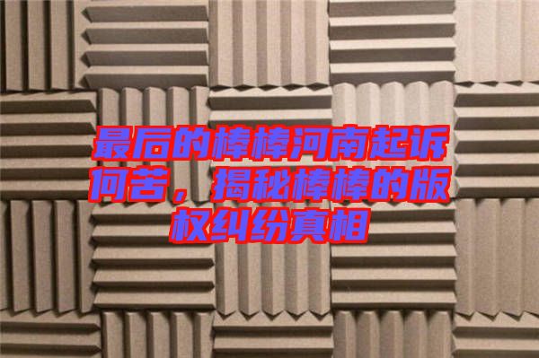 最后的棒棒河南起訴何苦，揭秘棒棒的版權(quán)糾紛真相