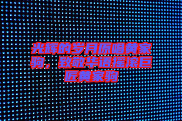 光輝的歲月原唱黃家駒，致敬華語搖滾巨匠黃家駒