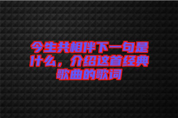 今生共相伴下一句是什么，介紹這首經(jīng)典歌曲的歌詞