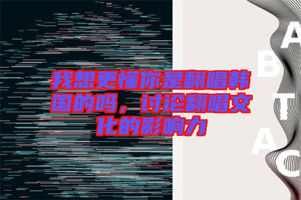 我想更懂你是翻唱韓國(guó)的嗎，討論翻唱文化的影響力